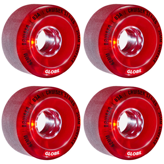 Kółka do cruisera GLOBE Bruiser Clear Red Czerwony 62 mm