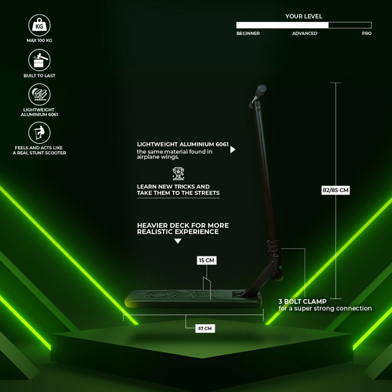 NKD Pro Trampoline Performance Scooter Black wys. 85 cm