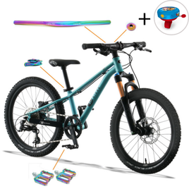 KUbikes 20S DISC Tyrkysové a duhové superlehké dětské kolo