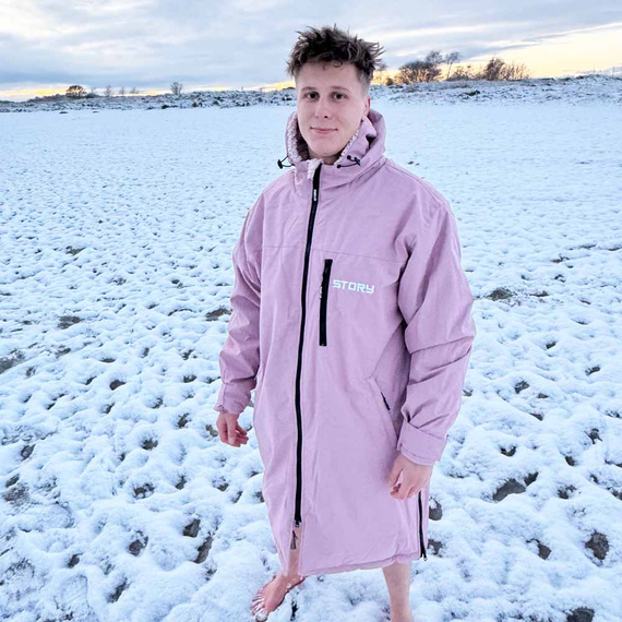 Poncho Ponczo Kurtka Story Change Robe Rose Przydymiony Różowy