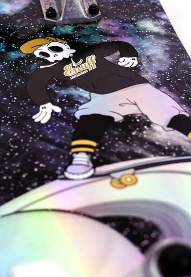 Skateboard Enuff Skully Hologram Mini Complete Black 7.25"
