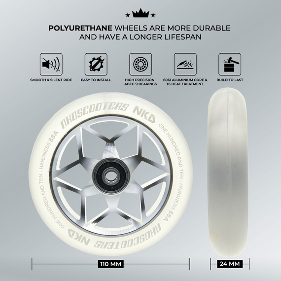 NKD Goat Stunt Scooter Wheels Silver 110 mm
