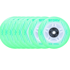 Svítící kolečka inline bruslí Story Mint LED 64 mm (8 ks).)