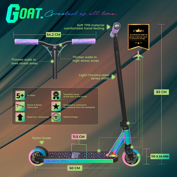 NKD GOAT Stunt Rainbow scooter wys. 83 cm