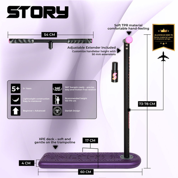Story Pro Trampolína Scooter Performance Scooter Black 73-78 cm