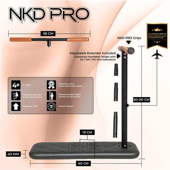 NKD PRO 7,5" Trampolína Scooter Černá a limetkově zelená wys. 60-90 cm