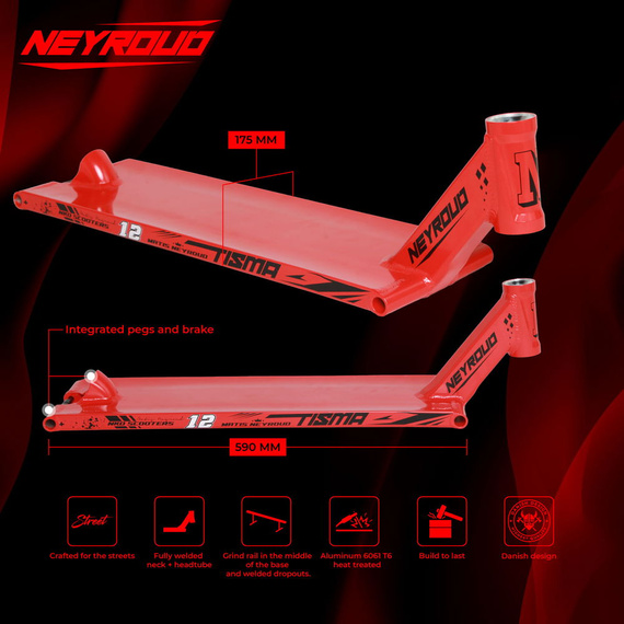 NKD Matis Neyroud Scooter Deck Red 590 mm