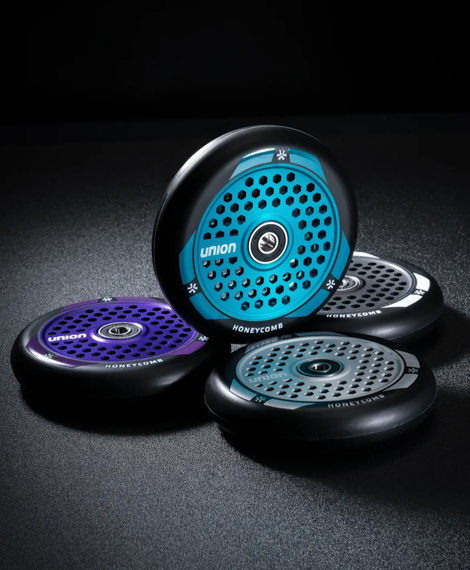 Union Honeycomb Pro Scooter Wheel Black Turquoise Metallic 110 mm