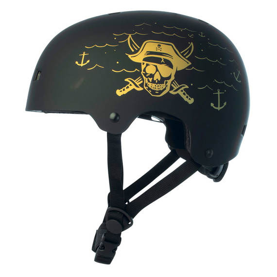 NKX Brain Saver Skateboardová helma Black and Gold Pirate