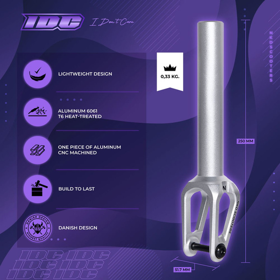 NKD IDC Stunt Scooter Fork Silver 250 mm