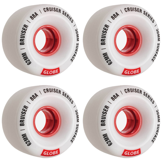 Kółka do deskorolki GLOBE Bruiser Biały/Czerwony 62 mm