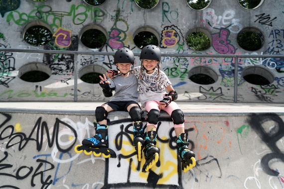 Dětské nastavitelné kolečkové brusle K2 Raider Pro Modrá a žlutá