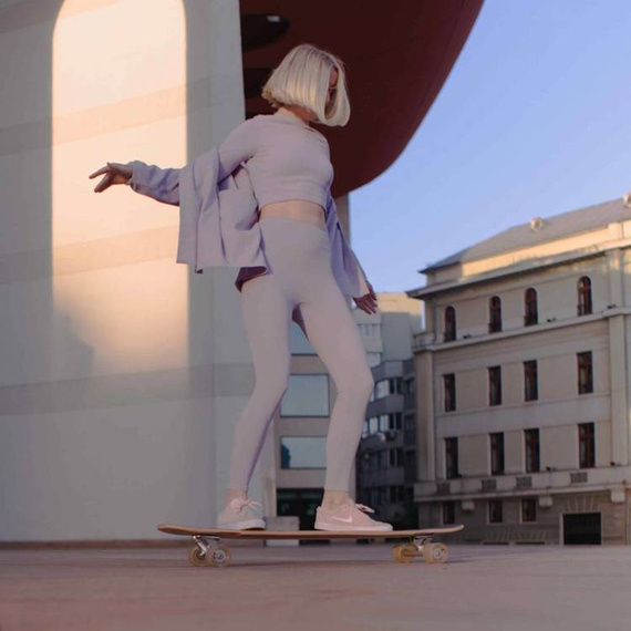 Longboard pro tanečníky NKX Geometric Olive Pink 112 cm