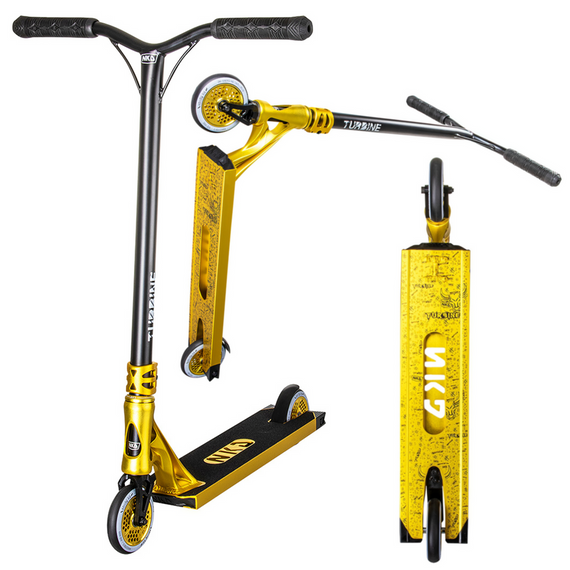 Výkonnostní koloběžka Velká hliníková lehká široká platforma NKD Turbine Bull Gold Gold Výška 87 cm