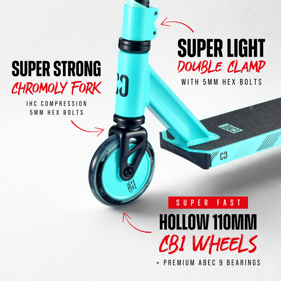 CORE CD1 Kompletní kaskadérská koloběžka modrá/černá wys. 81 cm