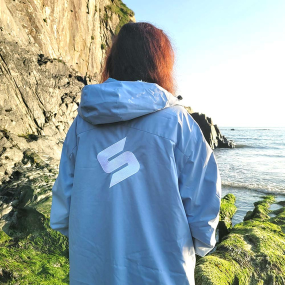 Pončo Poncho Jacket Story Change Robe Baby Blue Světle modrá