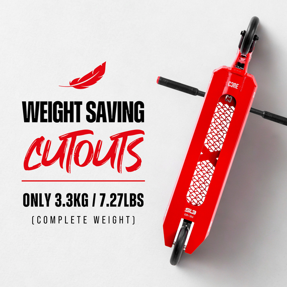 CORE CD1 Kompletní kaskadérská koloběžka červená/černá wys. 81 cm