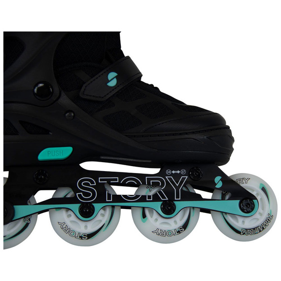 Story Midnight Nastavitelné inline brusle Black-Mint LED