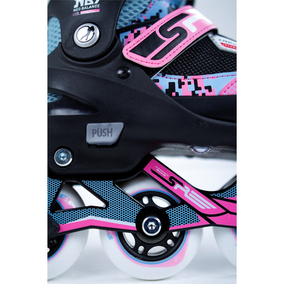 Dětské nastavitelné inline brusle SFR Pixel Blue-Pink