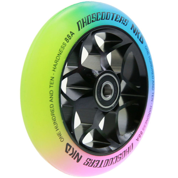 NKD Goat Stunt Scooter Wheels Black & Rainbow 110mm