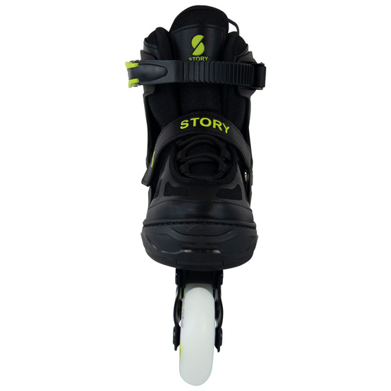 Story Midnight Nastavitelné inline brusle Černá a žlutá LED dioda