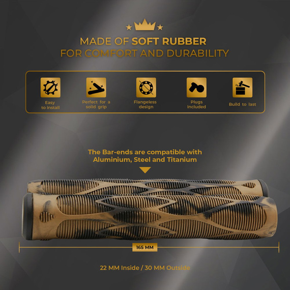 Gripy NKD Park Stunt Scooter Black and Gold 165 mm