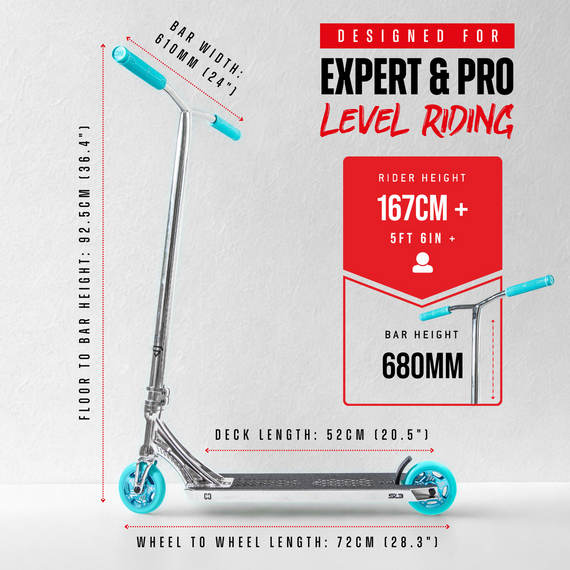 CORE CD1 Kompletní kaskadérská koloběžka červená/černá wys. 81 cm